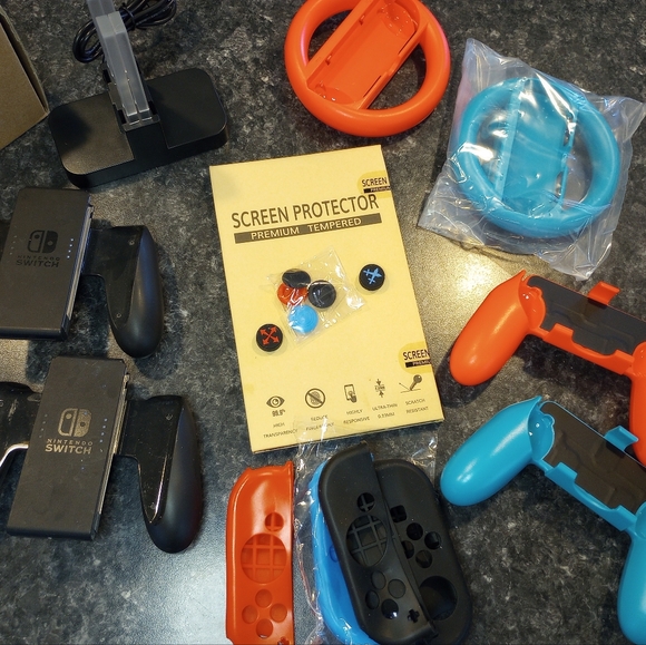 Nintendo Switch Accessory Bundle Charging Dock Controller Covers Steering Wheels - Picture 1 of 7
